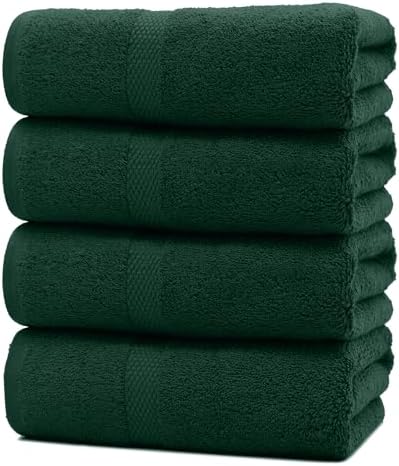DAN RIVER 100 Cotton Bath Towels 27x54 inches Pack of 4 Hunter Green