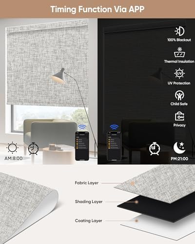 Kincmo Motorized Blinds with Remote - Mist Ash Grey 1