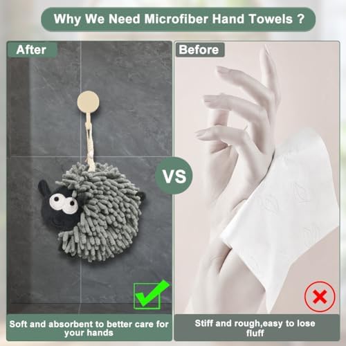 2 Pack Chenille Hand Towel with Hanging Loops