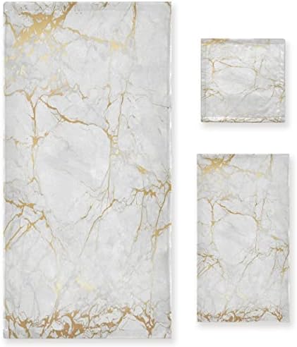 AUUXVA 3-Piece Towel Set with Marble Pattern