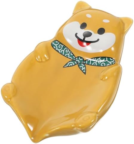 Wakauto Dog Shape Ceramic Soap Dish for Bathroom Decor