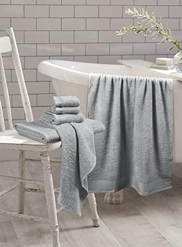 GLAMBURG 100 Cotton Towel Set 6 Pack Light Grey