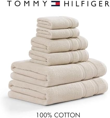 Tommy Hilfiger Bath Towels 6-Pack Solid Beige