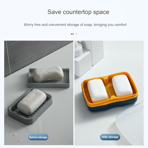 Curfair Soap Dishes Dual Compartments Clear Lid Grey 1