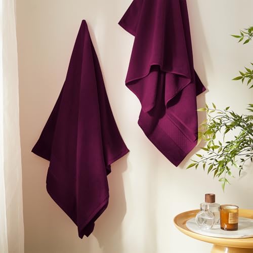 COZYART 6-Piece Bath Towel Set Plum Burgundy