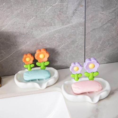 Flower-Shaped Soap Holder with Drainers