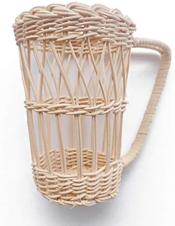 Ochine Wicker Cup Holder with Handle Heat Resistant Rattan Pencil Pen Holder