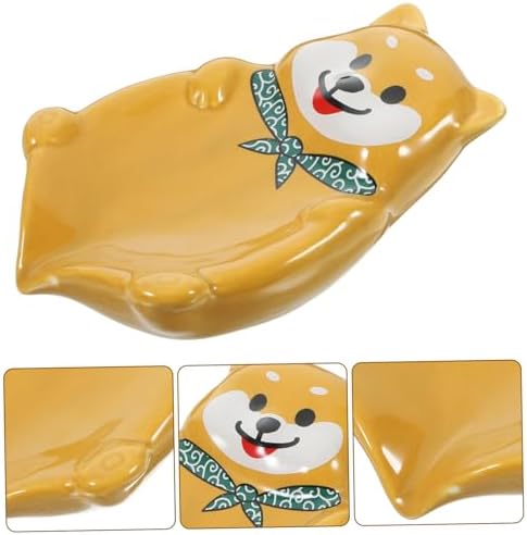 Amosfun Self Draining Dog Shape Ceramic Soap Holder