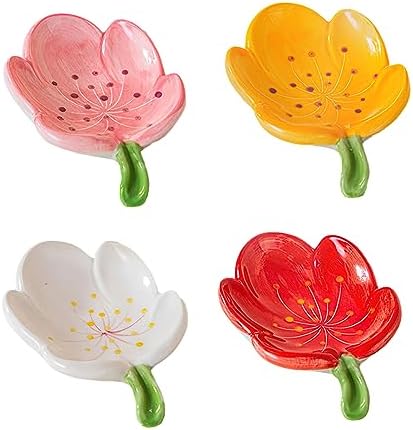 Self-Draining Soap Dish Flower Shaped Tulip Orange Holder