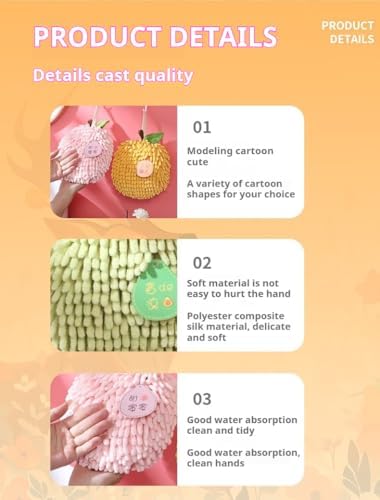 Aimery Fuzzy Ball Hand Towels Set of 6 with Wall Hooks