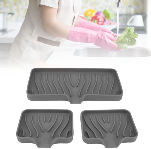 Beufee 3 Pack Silicone Soap Trays - Drainable Bath and Kitchen Holders