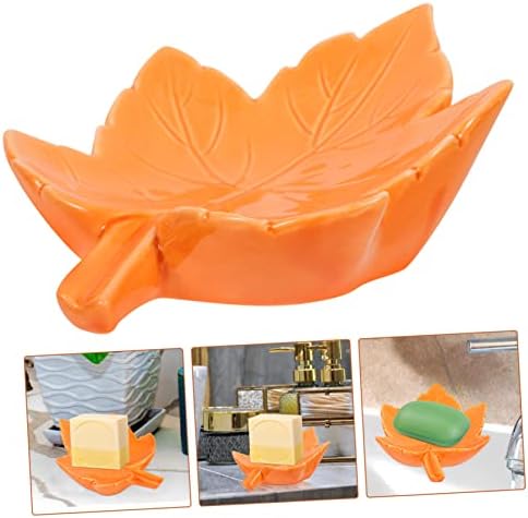 Homoyoyo Leaf Shaped Ceramic Soap Dish - Self-Draining Vanity Organizer