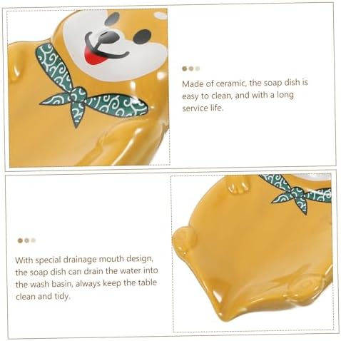 Cute Dog Shaped Ceramic Soap Holder with Drainage