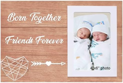 Unique Twin Baby Wooden Photo Frame with Heart