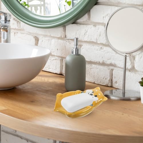 Alipis Ceramic Dog Soap Dish Holder Self Draining