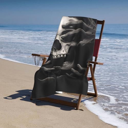 VANZEV Black Skull Beach Towel - 52x32 Ultra Absorbent Quick Dry Soft