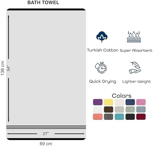 Hawmam Linen Black Bath Towels 4-Pack - 27x54
