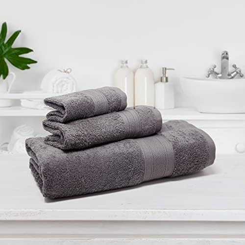TRIDENT Luxury 3 Piece Towel Set Charcoal Grey