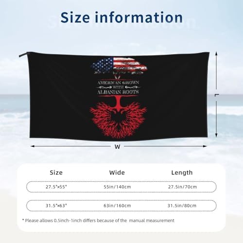 Albanian Flag Beach Towel for Men Women