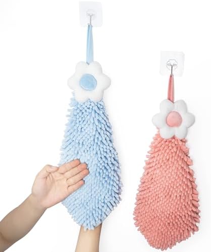 Dormercy Cute Chenille Hand Towels with 4 Hooks