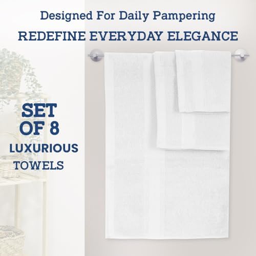 Casa Lino 8-Piece Bath Towel Set - 100 Cotton White