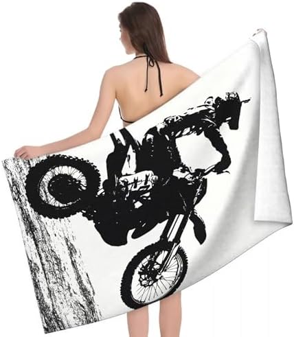 Custom Dirt Bike Beach Towel with Name - 32x52 Inch Microfiber