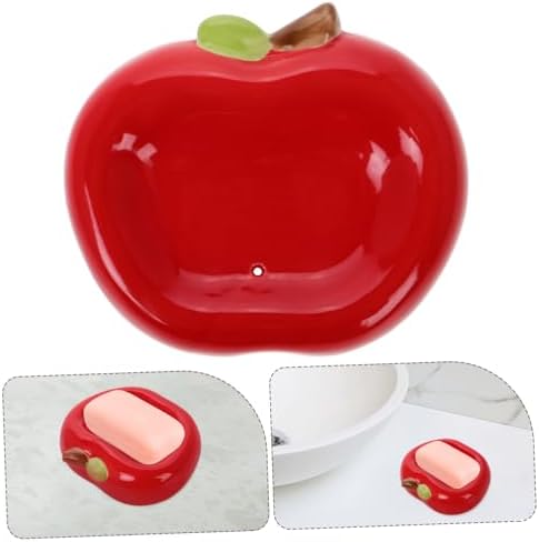 Fondotin Apple Shaped Ceramic Soap Tray with Drainage Hole