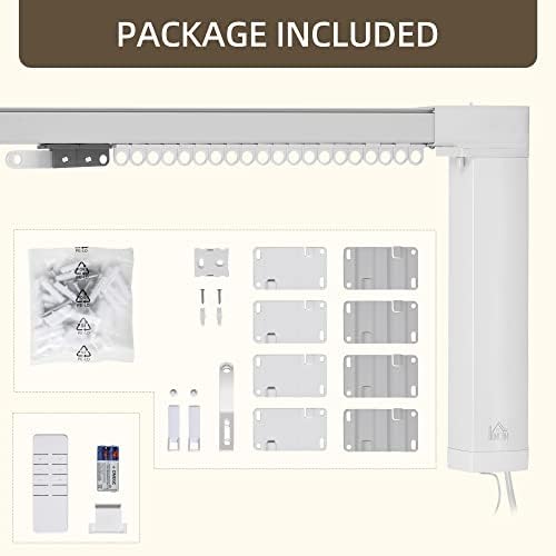 HOMCOM Smart Curtain Opener with Adjustable Track and Voice Control