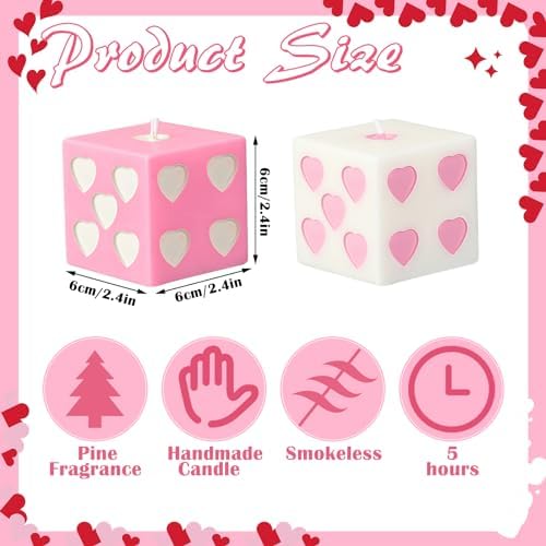 Heart Shape Dice Candles with Soy Wax and Corduroy