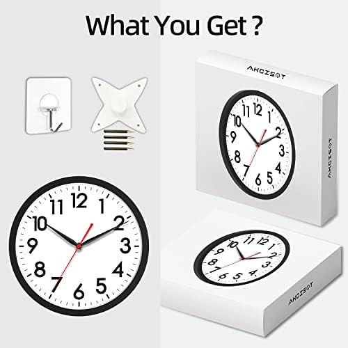 AKCISOT Wall Clock 10 Inch Silent Non-Ticking Modern Design Clock