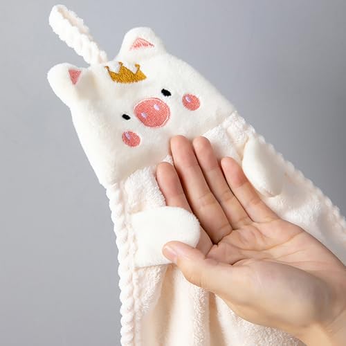Cute Animal Hand Towels with Hanging Loops 2 Pack