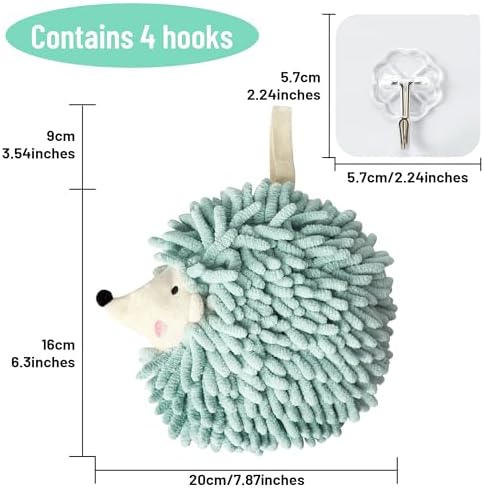 Dormercy Fuzzy Ball Towels with 4 Hooks 2 Pack Green Pink
