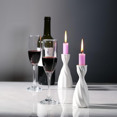 Twizzle Twist Candle Holder Set of 2 Cement