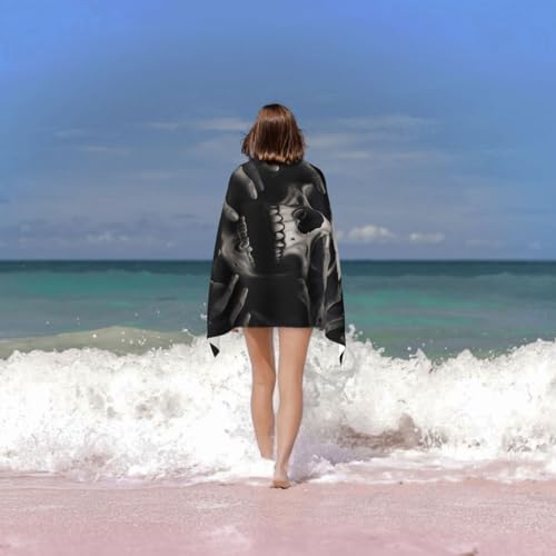 VANZEV Black Skull Beach Towel - 52x32 Ultra Absorbent Quick Dry Soft