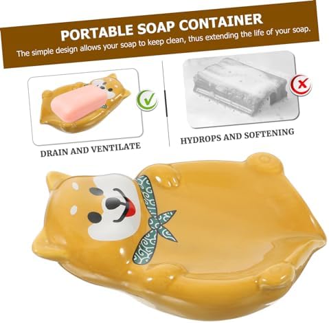 LIFKOME Dog Shaped Ceramic Soap Dish Holder