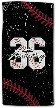 Personalized Baseball Beach Towel with Name and Number