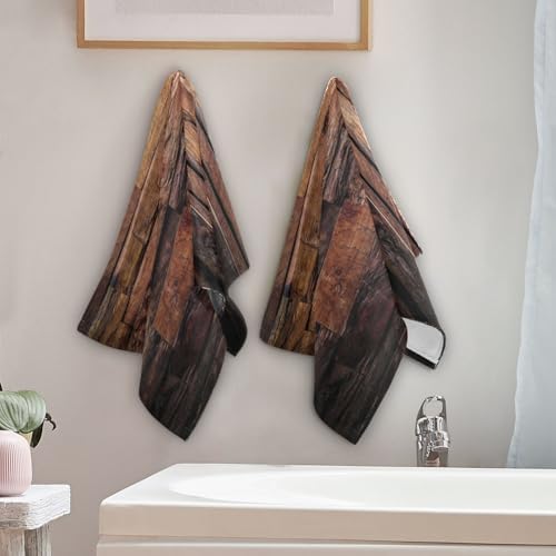 VIGGINER Dark Wood Hand Towels Set of 2 1