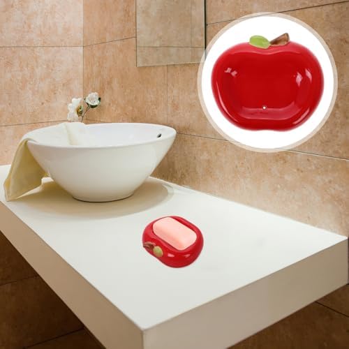 Ceramic Apple Soap Holder with Drainage Tray 1