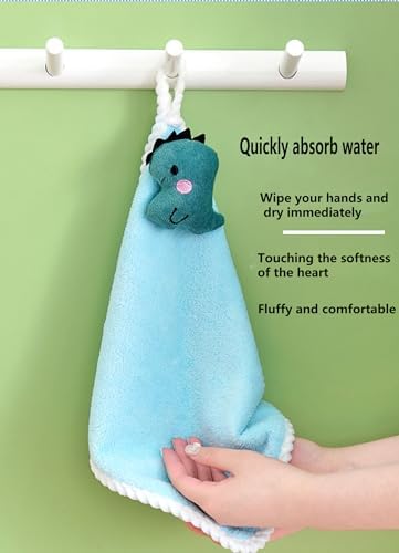 4 Pack Soft Hand Towels with Hanging Loops Cute Cartoon Design