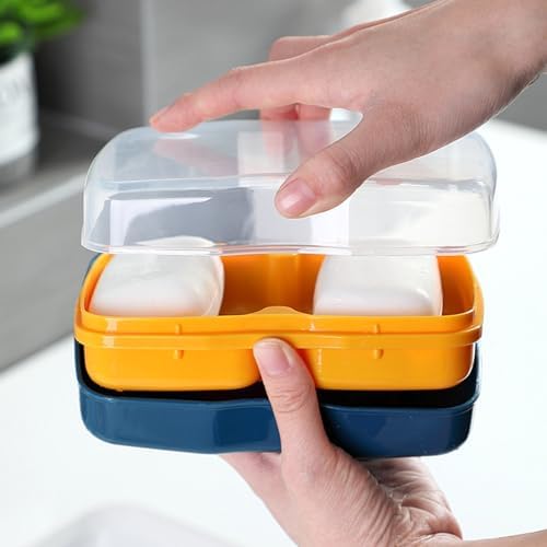 Curfair Soap Dishes Dual Compartments Clear Lid Grey 1