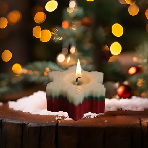 Winter-Themed Christmas Candles with Snowflake Design