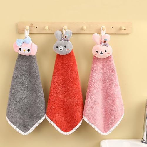 6 Pack Cute Cartoon Hand Towels with Hanging Loop