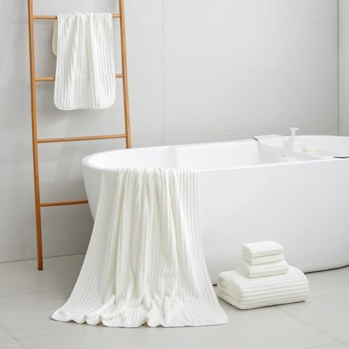 NALIVO Extra Large Towel Set of 6 40x80 White