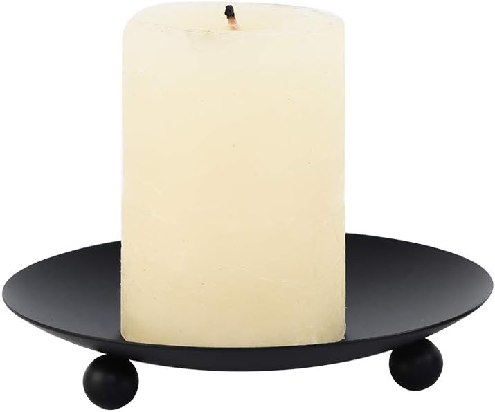 SUJUN Black Matte Iron Candle Holder Set of 2