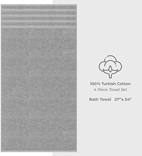 American Soft Linen 4 Piece Bath Towels with 20X34 Cotton Bath Mat