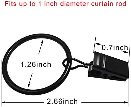 40 Pack Curtain Clips with Rings Black 126 in Diameter