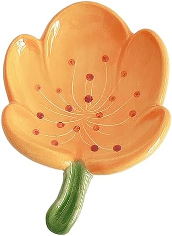 Self-Draining Soap Dish Flower Shaped Tulip Orange Holder