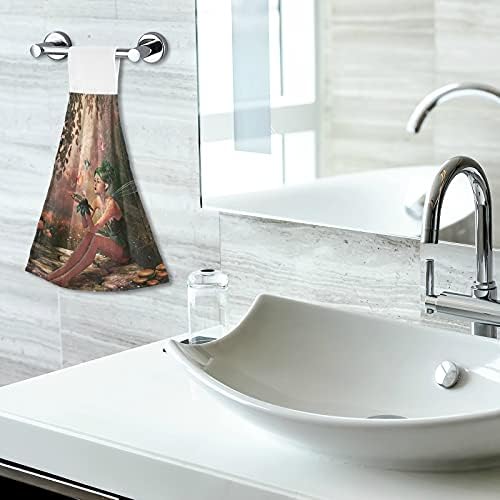visesunny 2 Pack Soft Cotton Kitchen Hand Towels with Hanging Loop