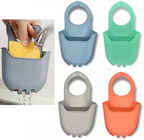 4 Sink Caddy Silicone Soap Holder Basket for Kitchen Bath Shower