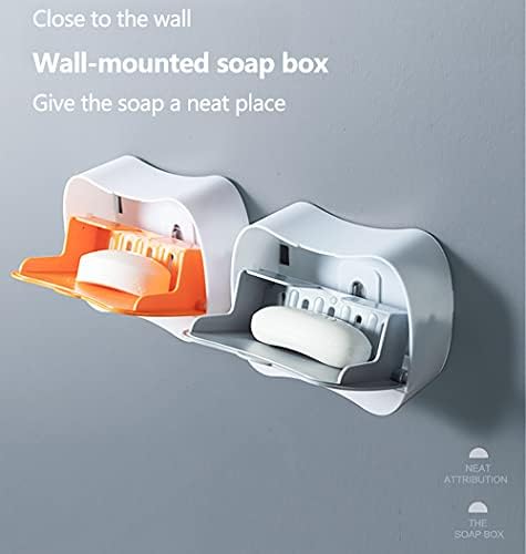 SHOUCAN Bar Soap Holder Adhesive No Drilling Wall Mount Large Orange